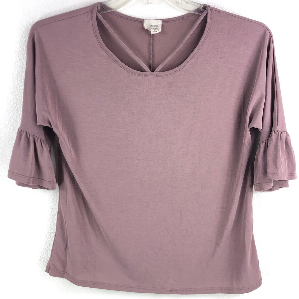 B01 Caution To The Wind Top 3/4 Bell Sleeve Mauve Modal Flowy Blouse sz Small